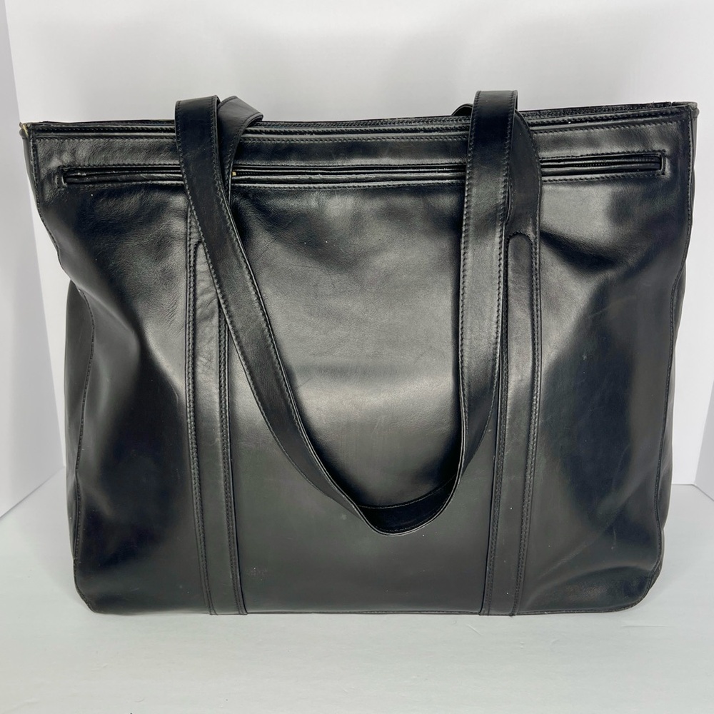 Vintage 1990s Mark Cross Black Leather Women's Tote Bag